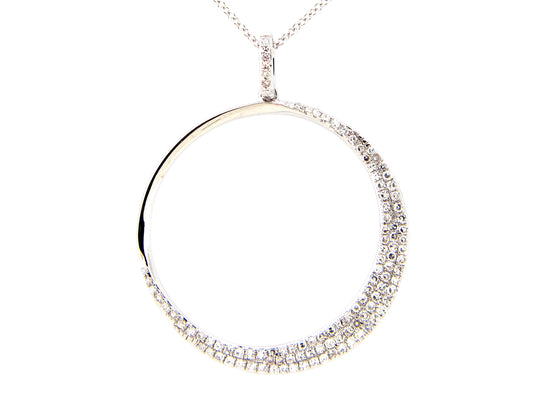 DIAMOND CIRCLE CRESCENT MOON PENDANT
