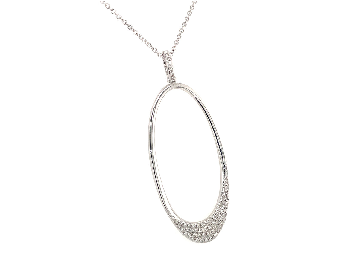 DIAMOND OVAL PENDANT, 14KW (N)