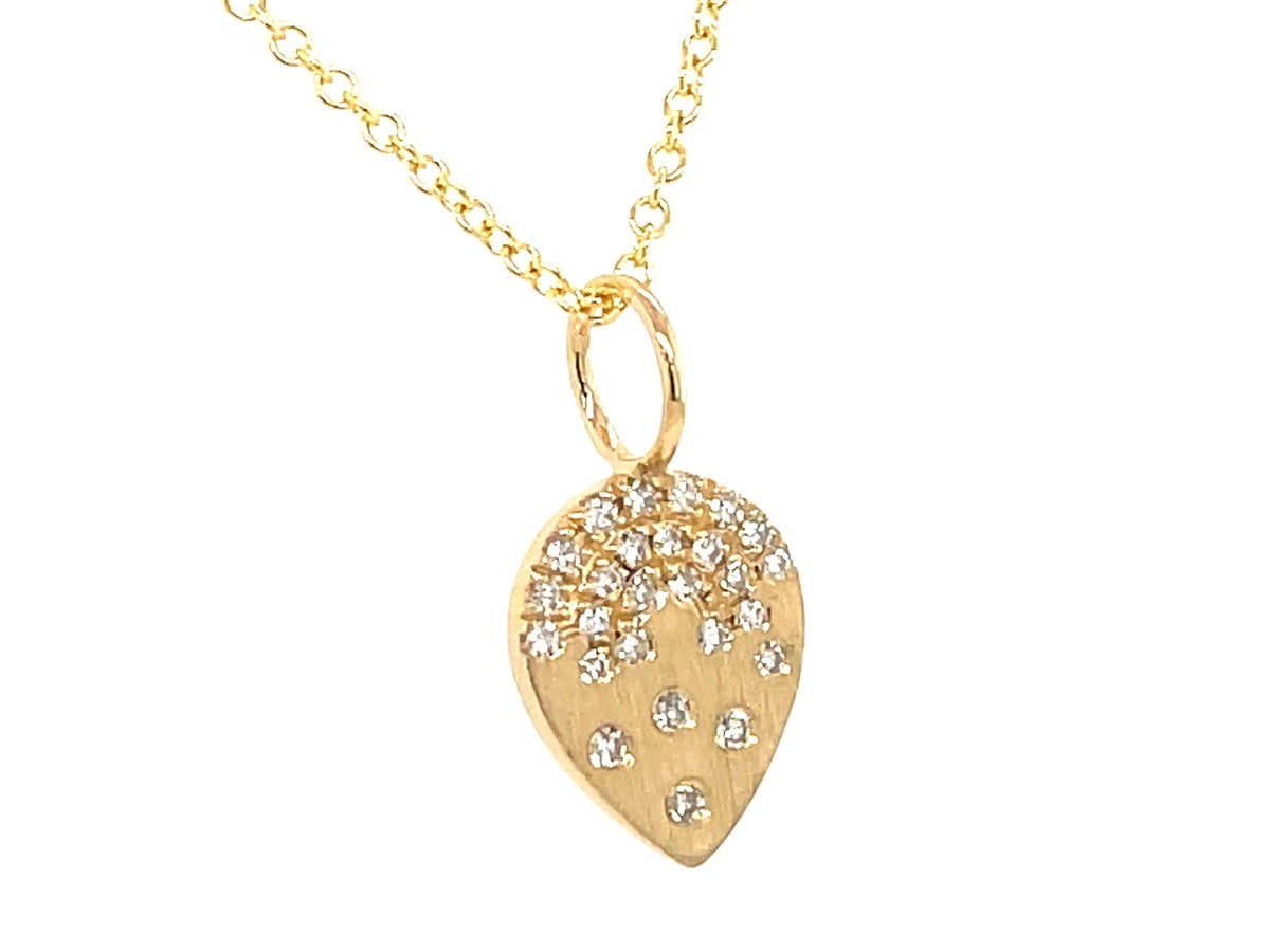 DIAMOND FLUSH SET PEAR PENDANT NECKLACE
