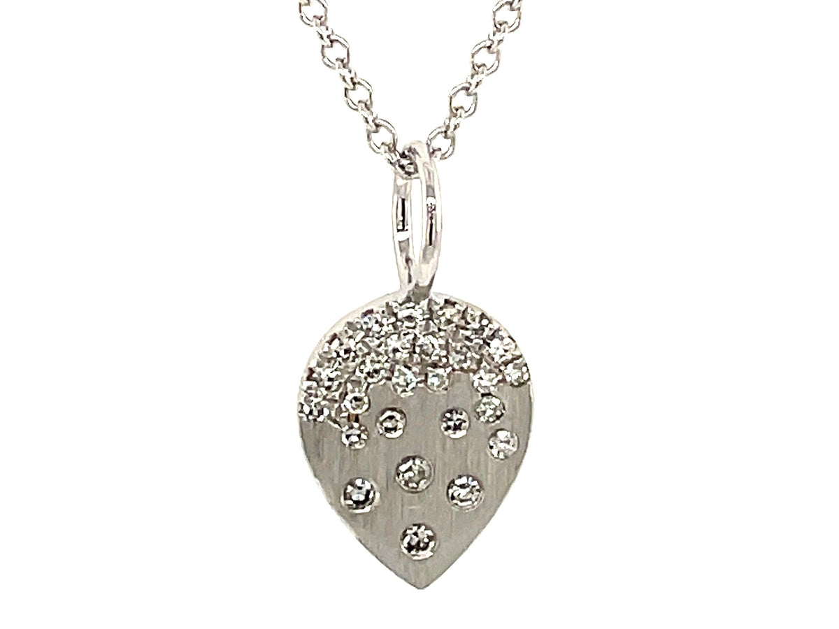 DIAMOND FLUSH SET PEAR PENDANT NECKLACE
