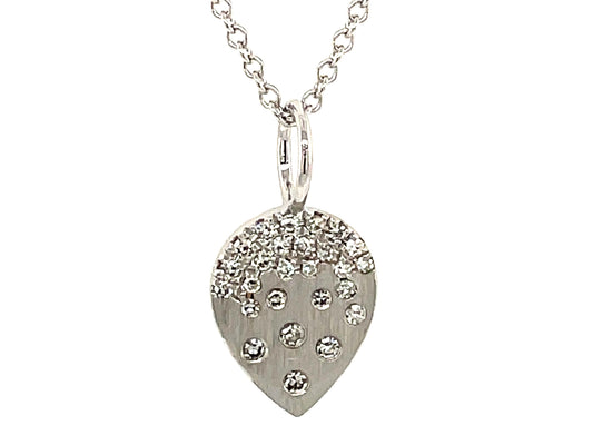 DIAMOND FLUSH SET PEAR PENDANT NECKLACE