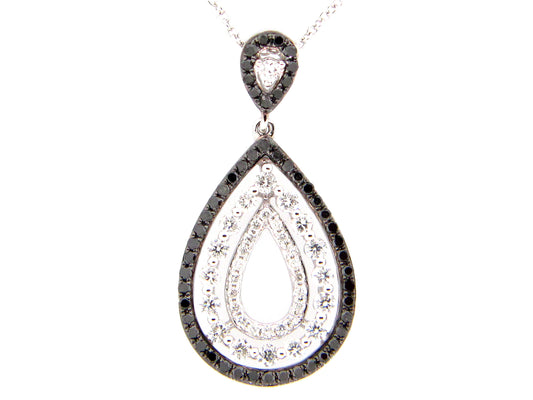 BLACK & WHITE DIAMOND PENDANT, 14KW (R/N)
