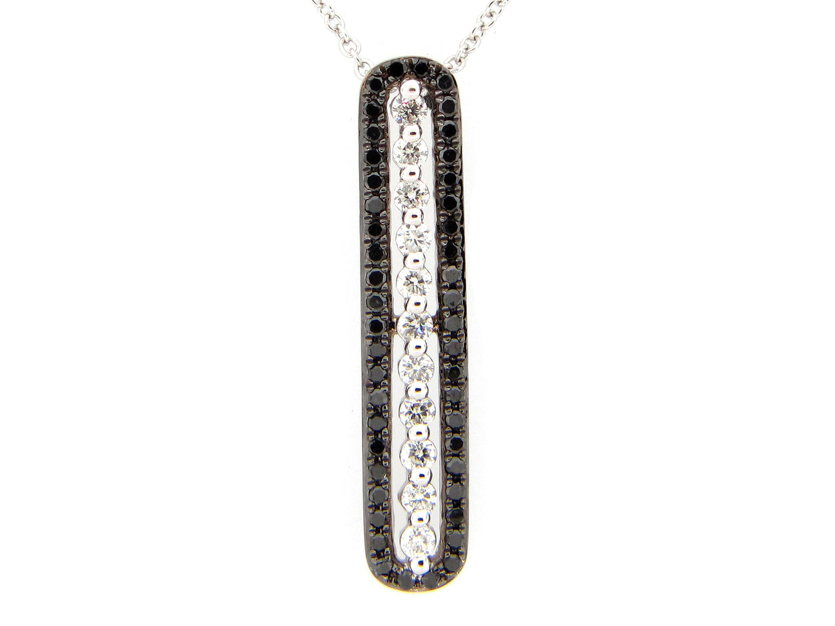 BLACK & WHITE DIAMOND BAR PENDANT, 14KW (R/N)