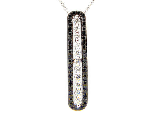 BLACK & WHITE DIAMOND BAR PENDANT, 14KW (R/N)