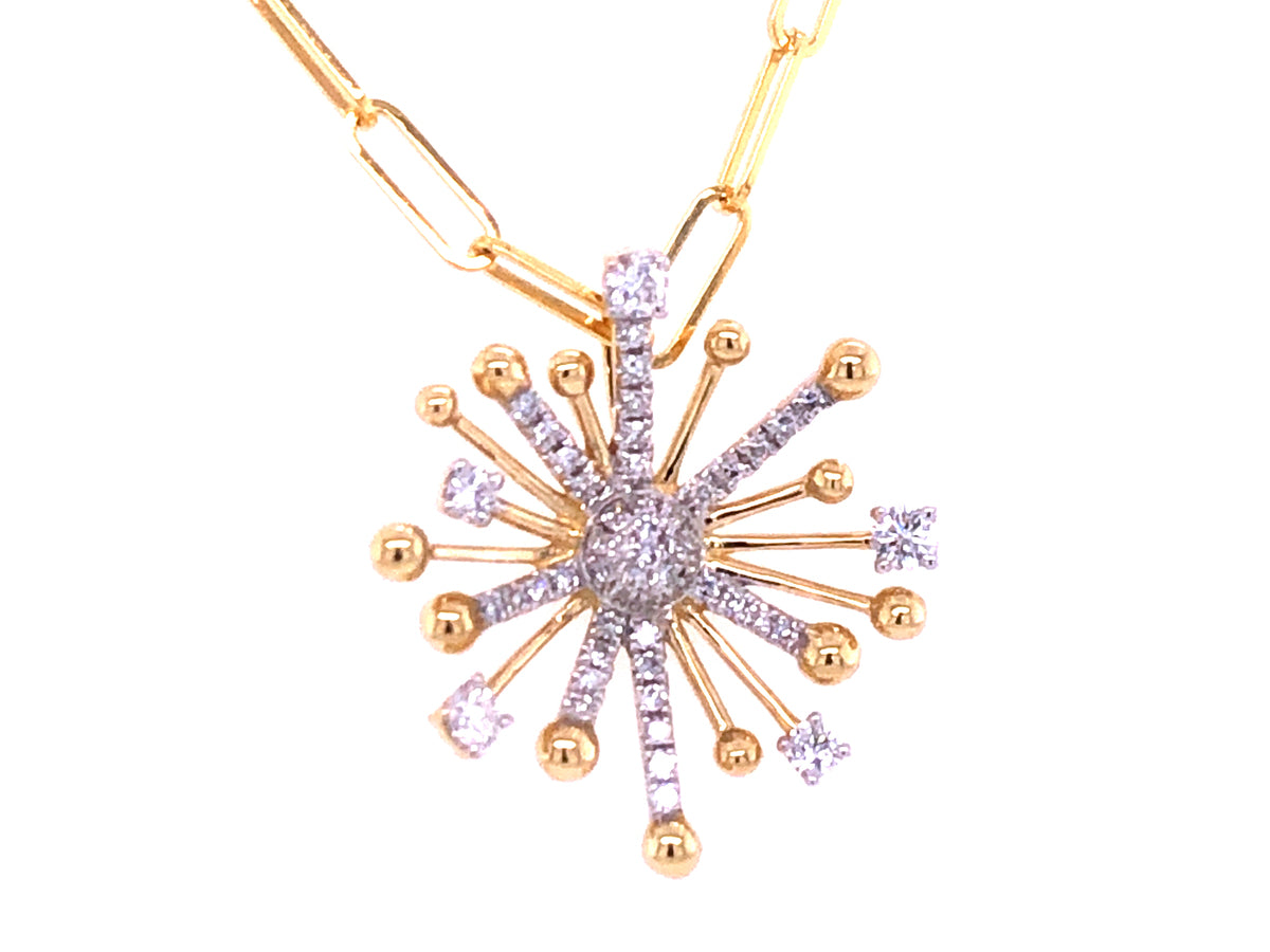 DIAMOND BAUBLE PENDANT, 18" PAPERCLIP CHAIN