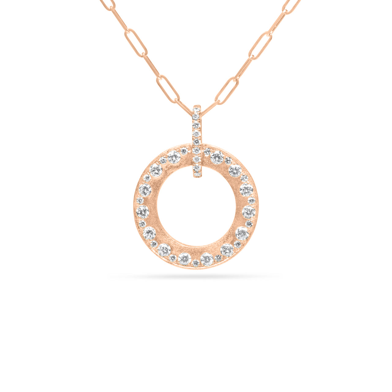 Diamond Alternating Flush 16mm Circle Necklace