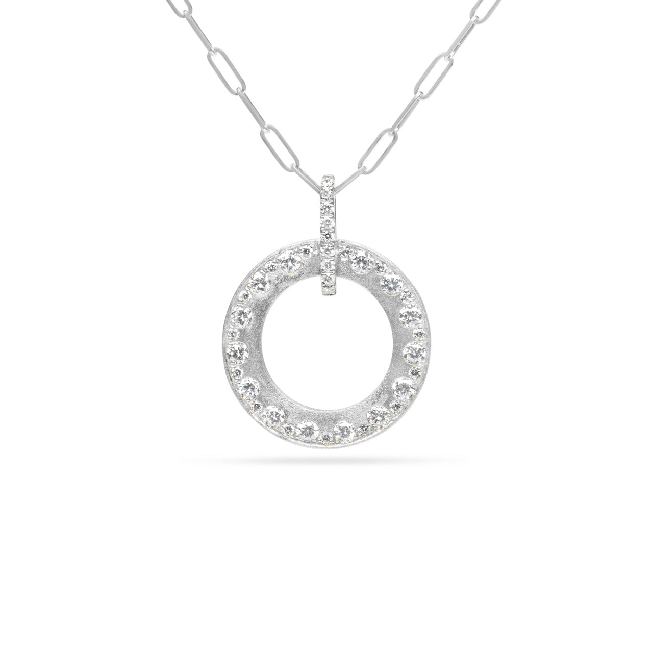 Diamond Alternating Flush 16mm Circle Necklace