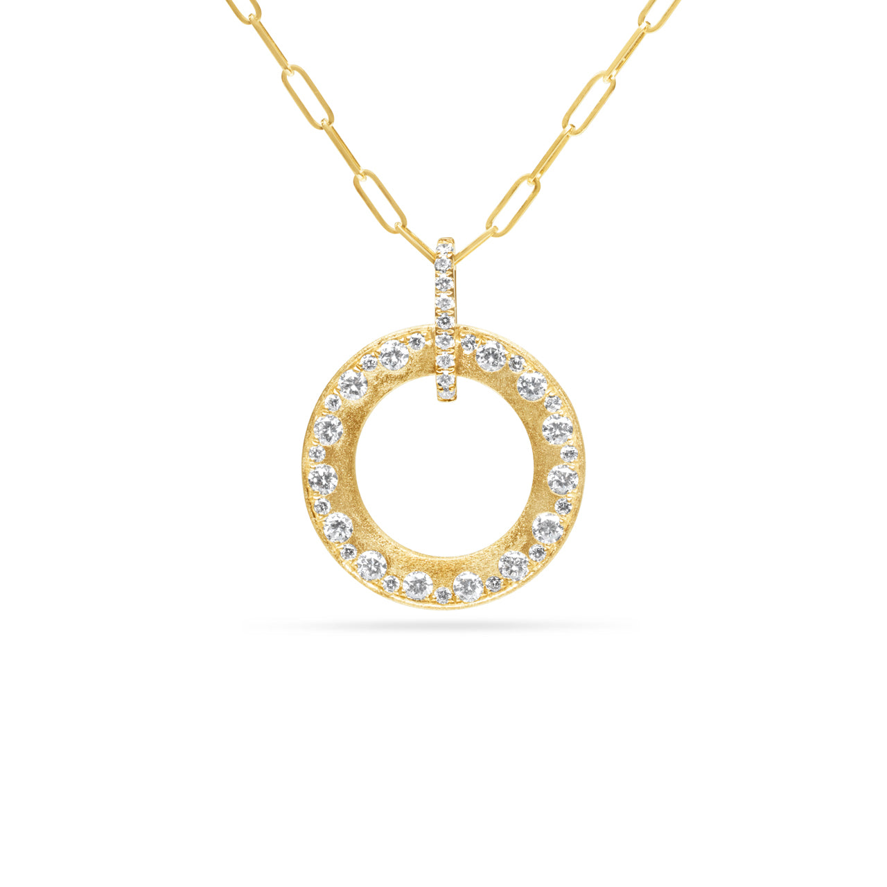 Diamond Alternating Flush 16mm Circle Necklace