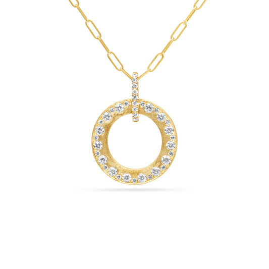 Diamond Alternating Flush 16mm Circle Necklace