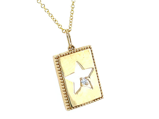 DIAMOND STAR CUTOUT TAG PENDANT