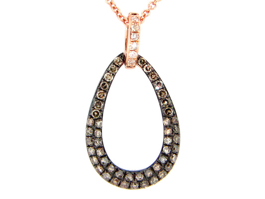 BROWN & WHITE DIAMOND PENDANT, 14KR (N)