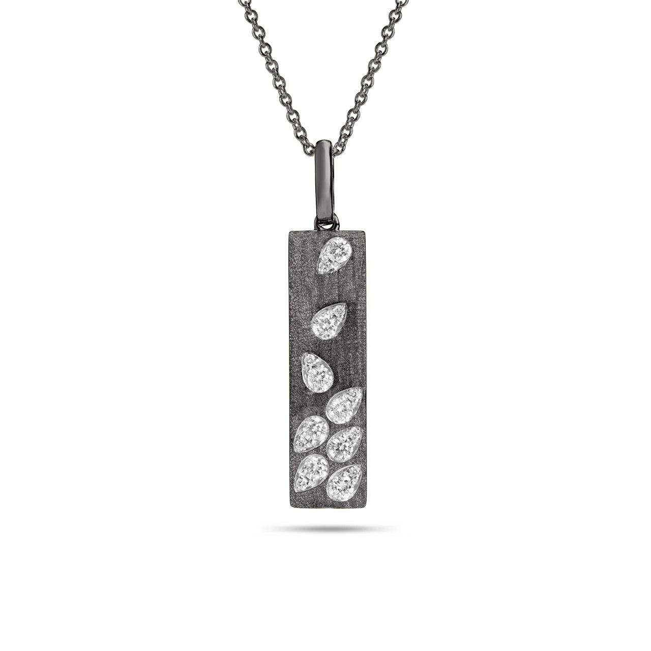 Diamond Pear Rainfall Bar Necklace