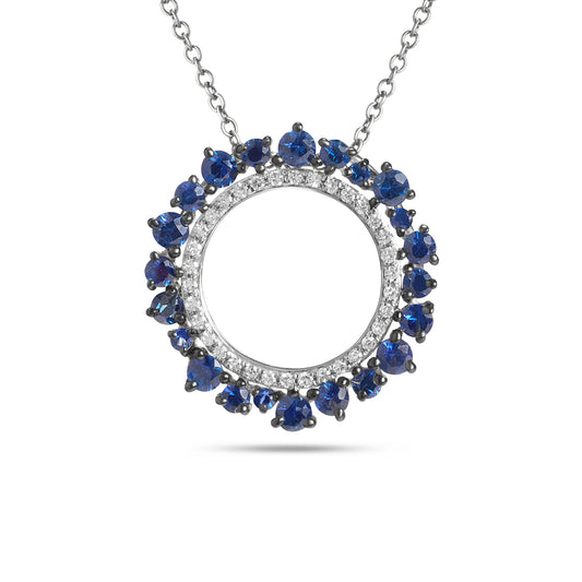 Sapphire & Diamond Circle Necklace