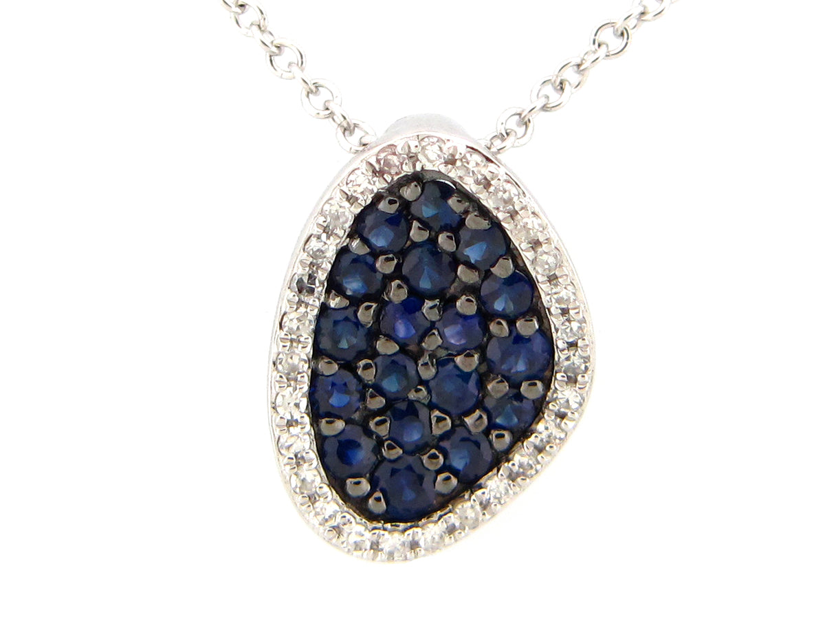 SAPPHIRE & DIAMOND PENDANT, 14KW (H)