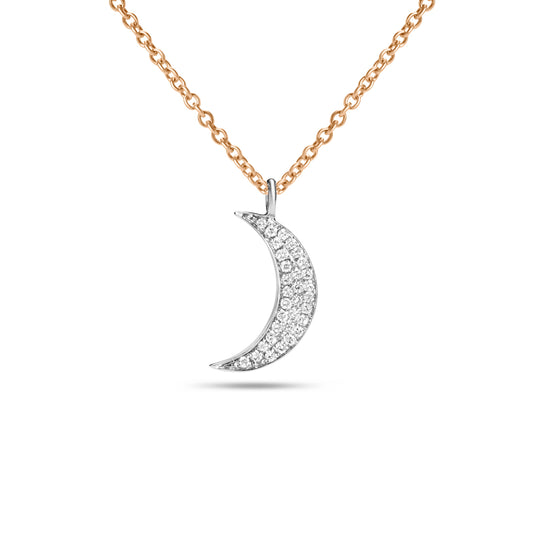 Diamond Crescent Moon 12mm Necklace