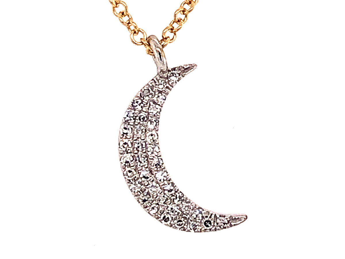 Diamond Crescent Moon Pendant Necklace