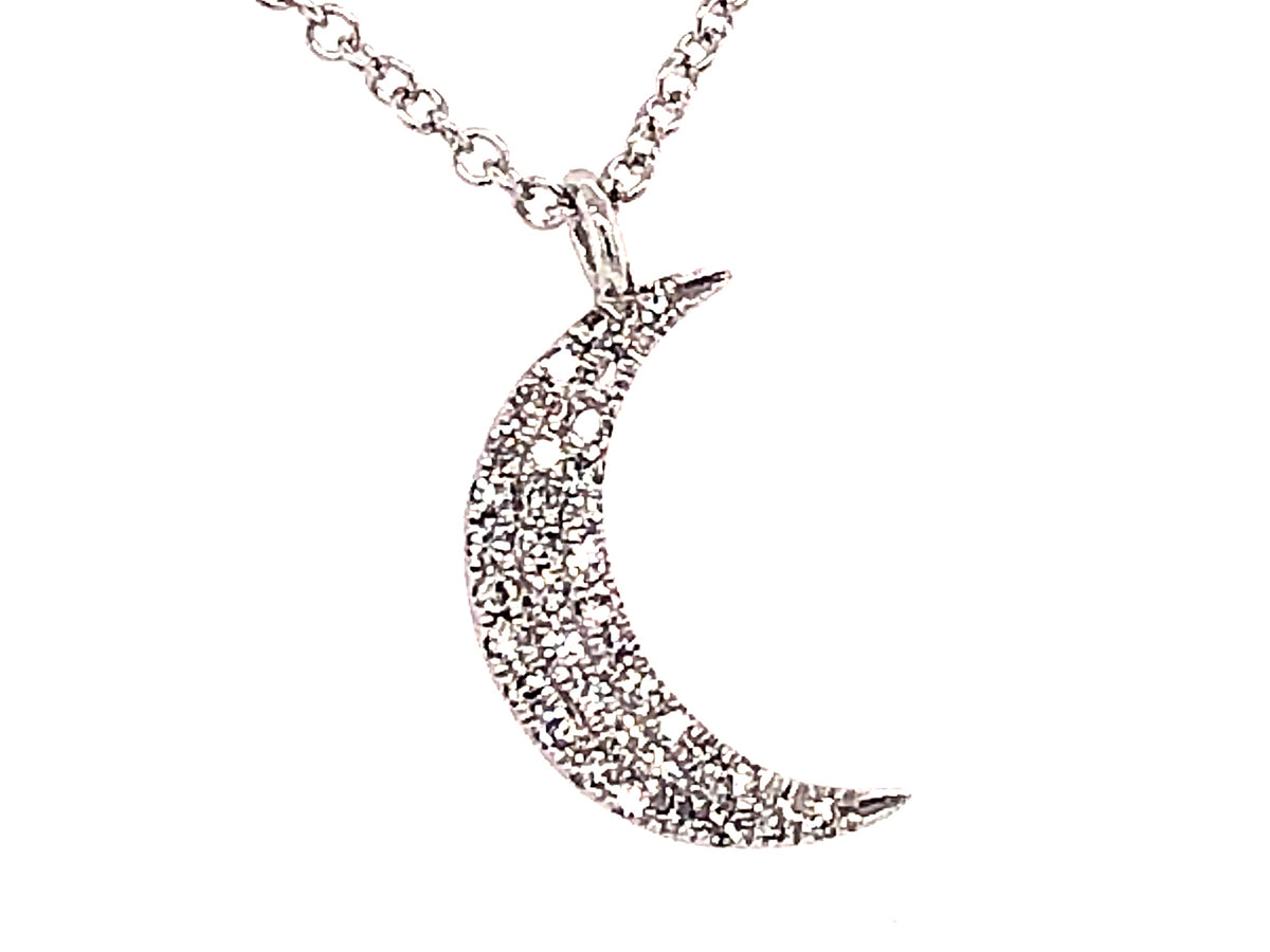 Diamond Crescent Moon Pendant Necklace