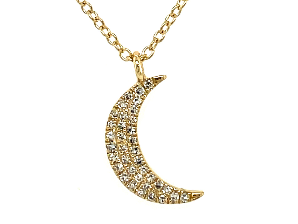 DIAMOND CRESCENT MOON PENDANT NECKLACE