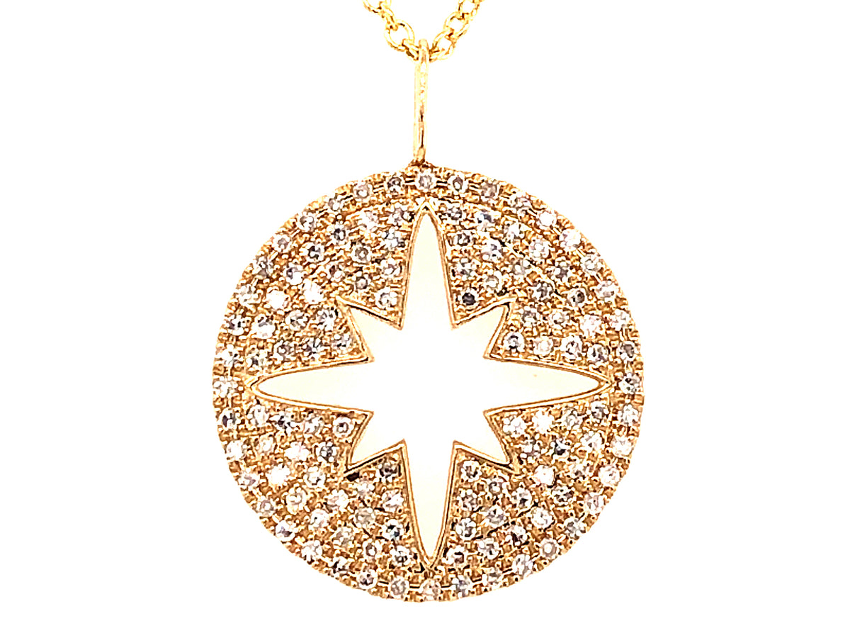DIAMOND PAVE NORTH STAR DISC PENDANT