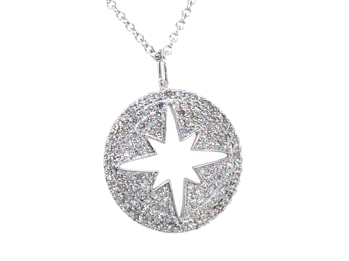 DIAMOND PAVE NORTH STAR DISC PENDANT