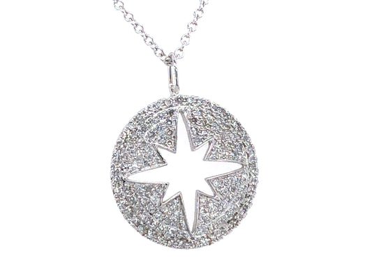 DIAMOND PAVE NORTH STAR DISC PENDANT