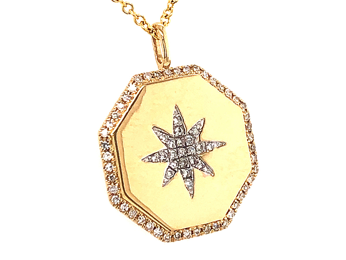 DIAMOND STAR OCTAGON PENDANT, 14KY (N)