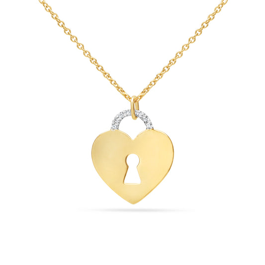 Diamond Heart Key Necklace