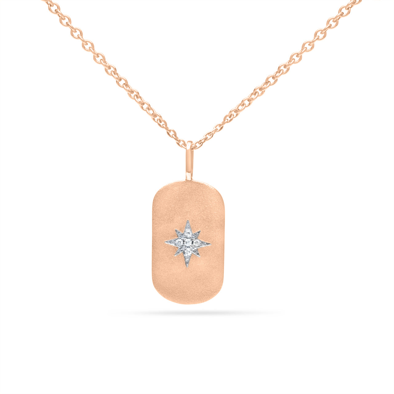 Diamond North Star Dog Tag Necklace