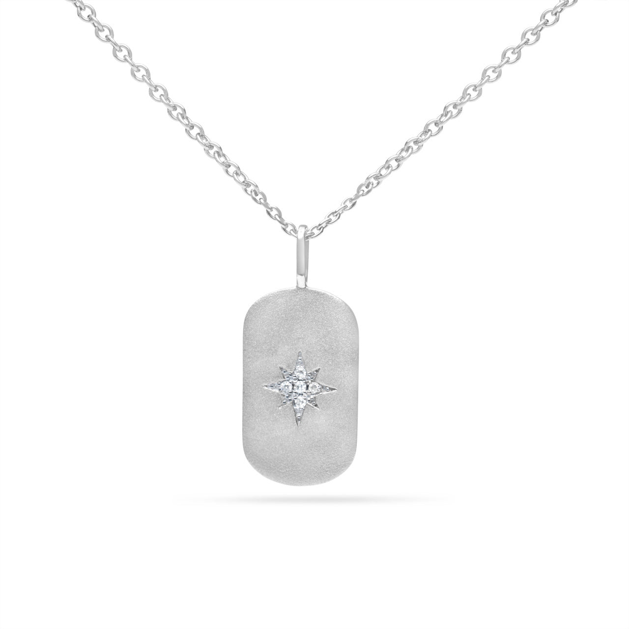 Diamond North Star Dog Tag Necklace