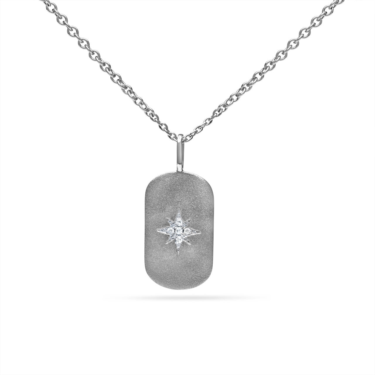 Diamond North Star Dog Tag Necklace