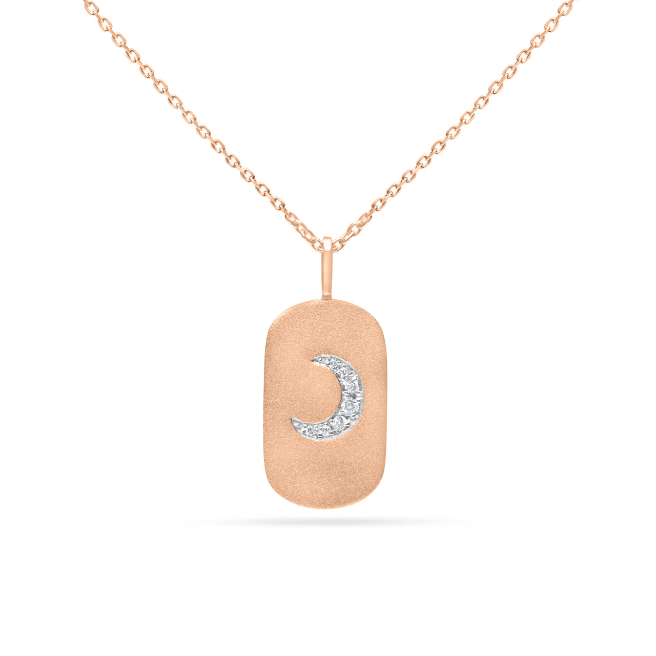 Diamond Crescent Moon Dog Tag Necklace