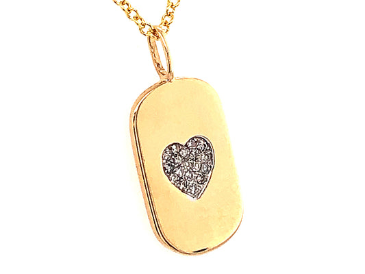 DIAMOND HEART DOG TAG PENDANT, 14KY (N)