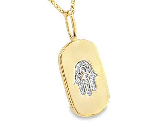 DIAMOND HAMSA & EYE PENDANT