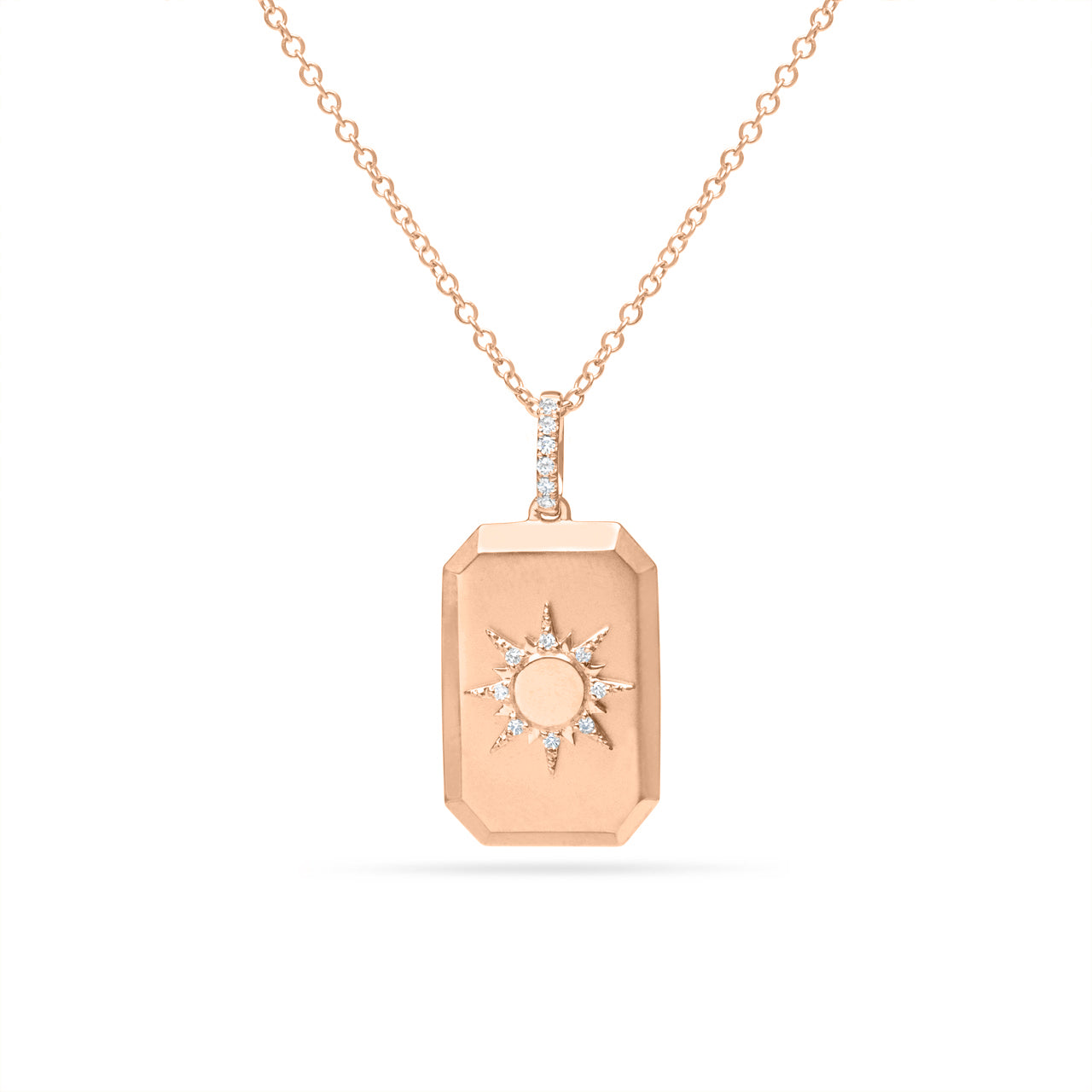 Diamond Sun Geometric Dog Tag Necklace