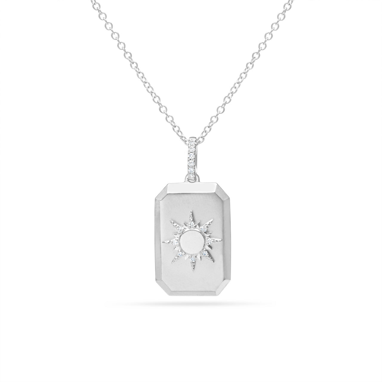 Diamond Sun Geometric Dog Tag Necklace