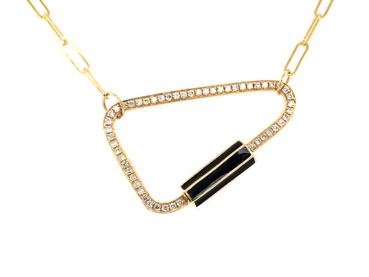 DIAMOND TRIANGLE SCREW CLASP PENDANT, PAPERCLIP CHAIN