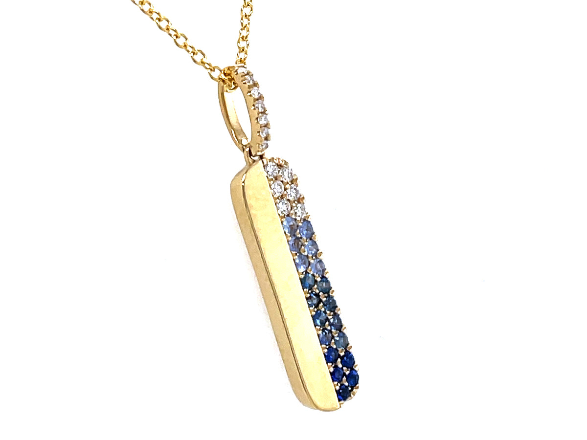 SAPPHIRE & DIAMOND 2 ROW GRADUATING BAR PENDANT