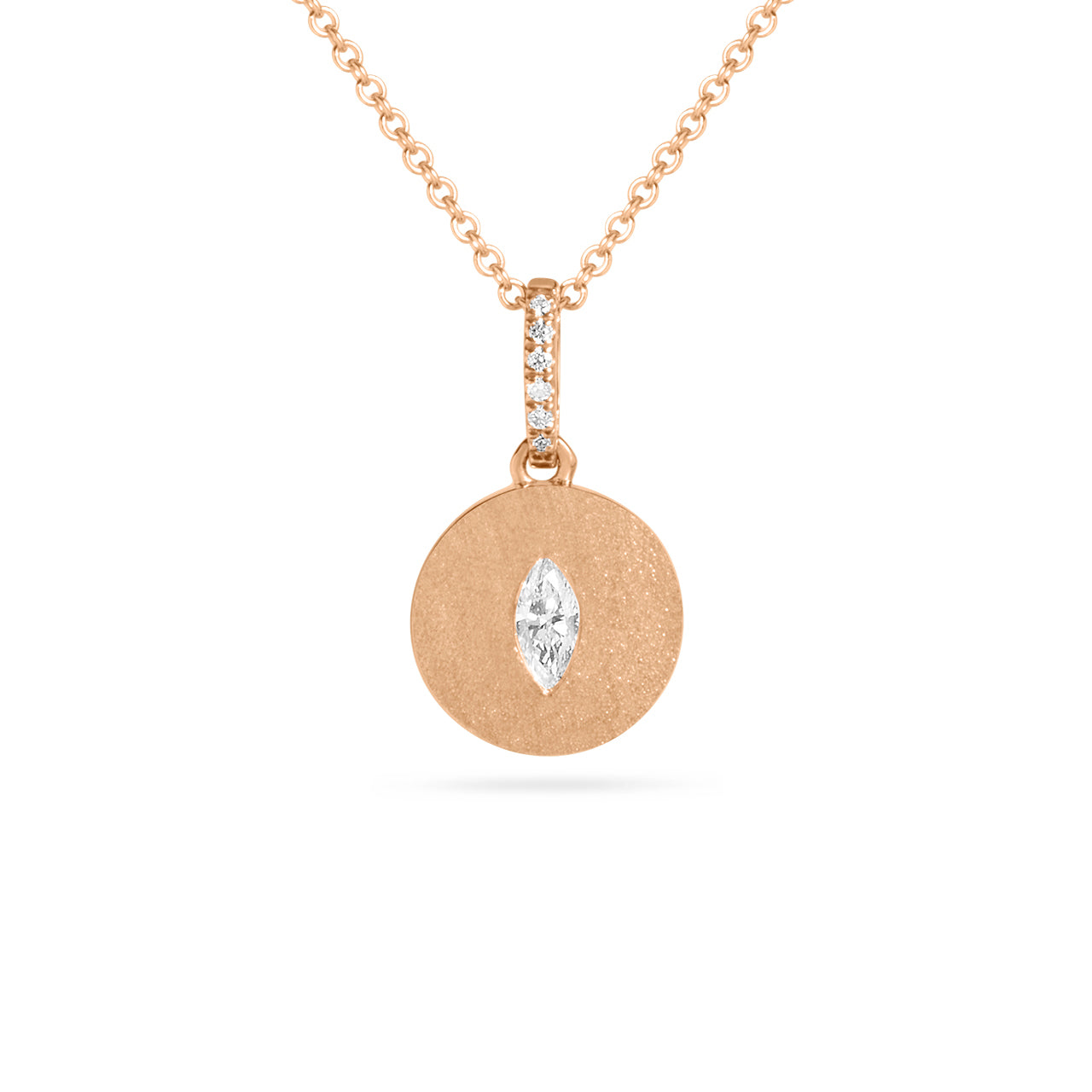 Diamond Marquise Flush Disc Necklace