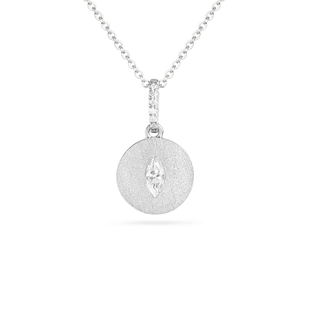 Diamond Marquise Flush Disc Necklace