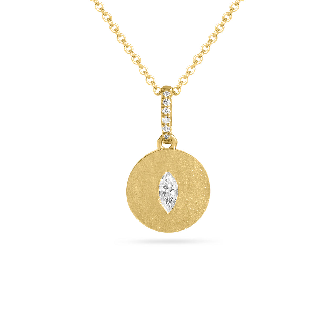 Diamond Marquise Flush Disc Necklace
