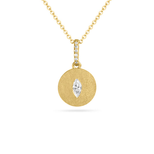 Diamond Marquise Flush Disc Necklace