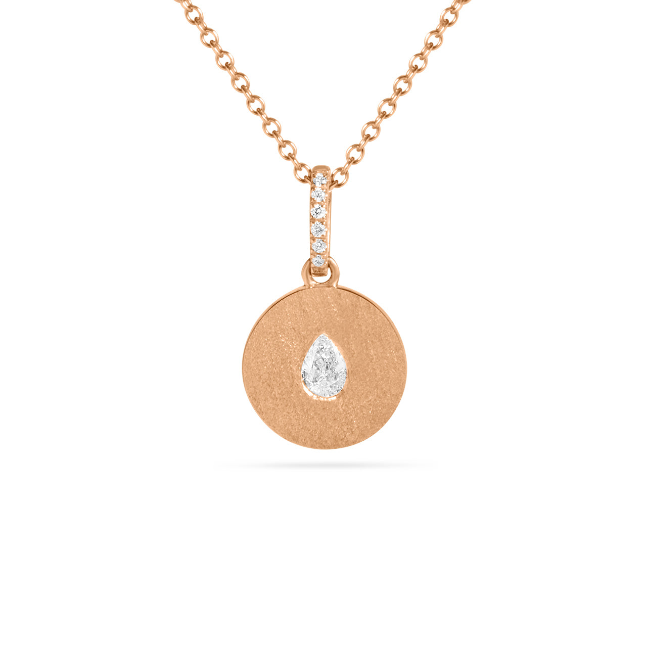 Diamond Pear Flush Disc Necklace