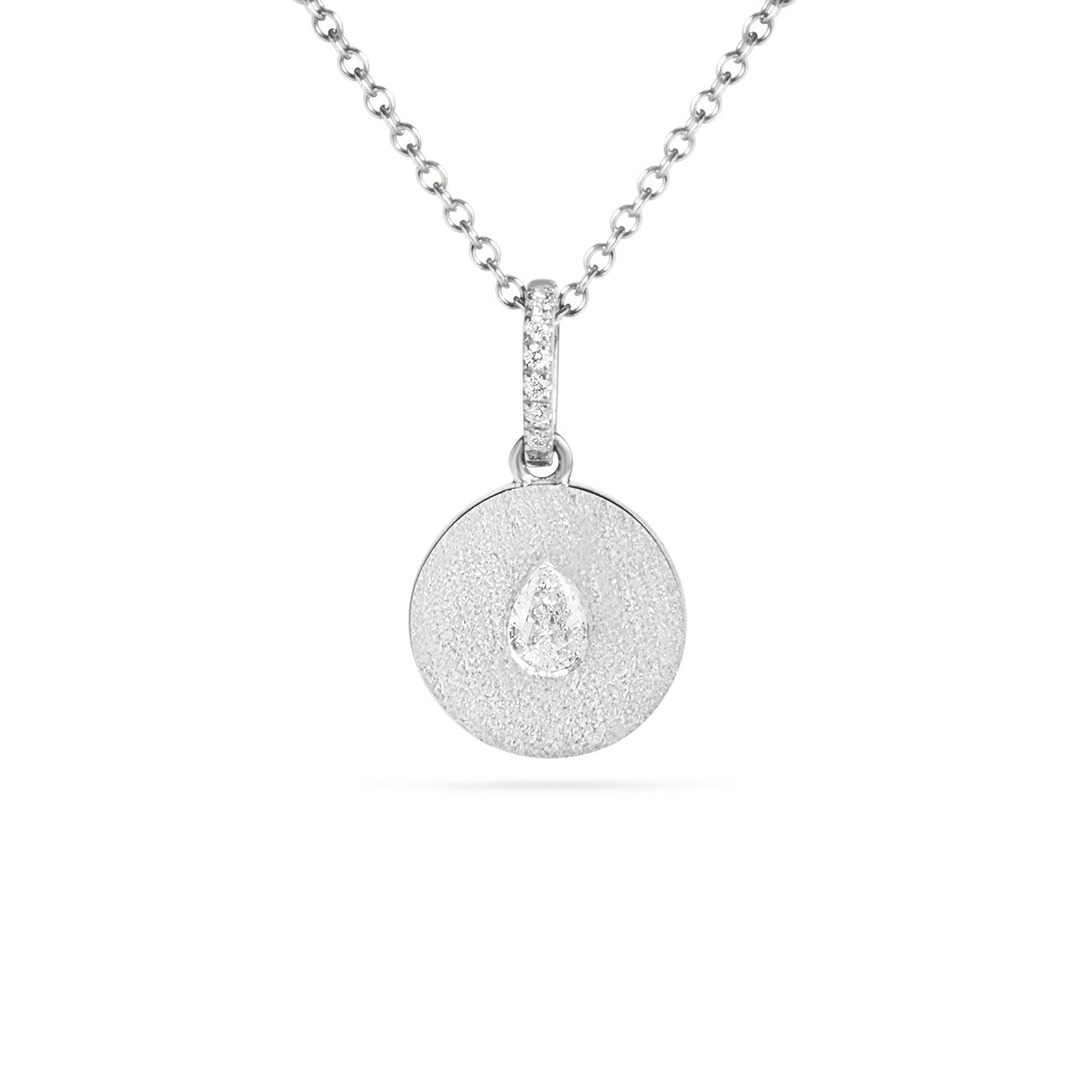 Diamond Pear Flush Disc Necklace