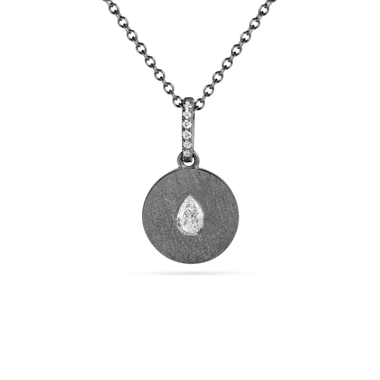 Diamond Pear Flush Disc Necklace