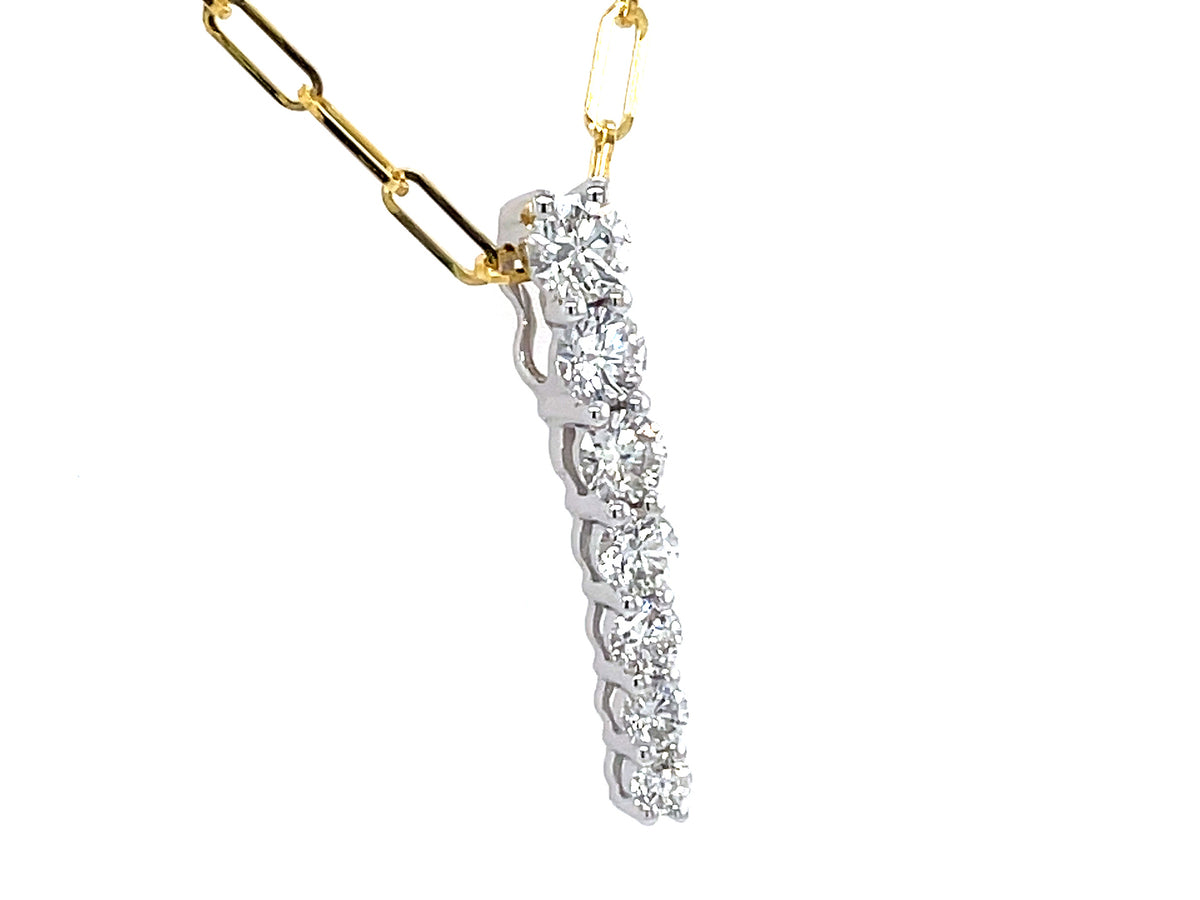 DIAMOND BAR PENDANT, 19.5MM, TAPERED, 18" PAPERCLIP CHAIN