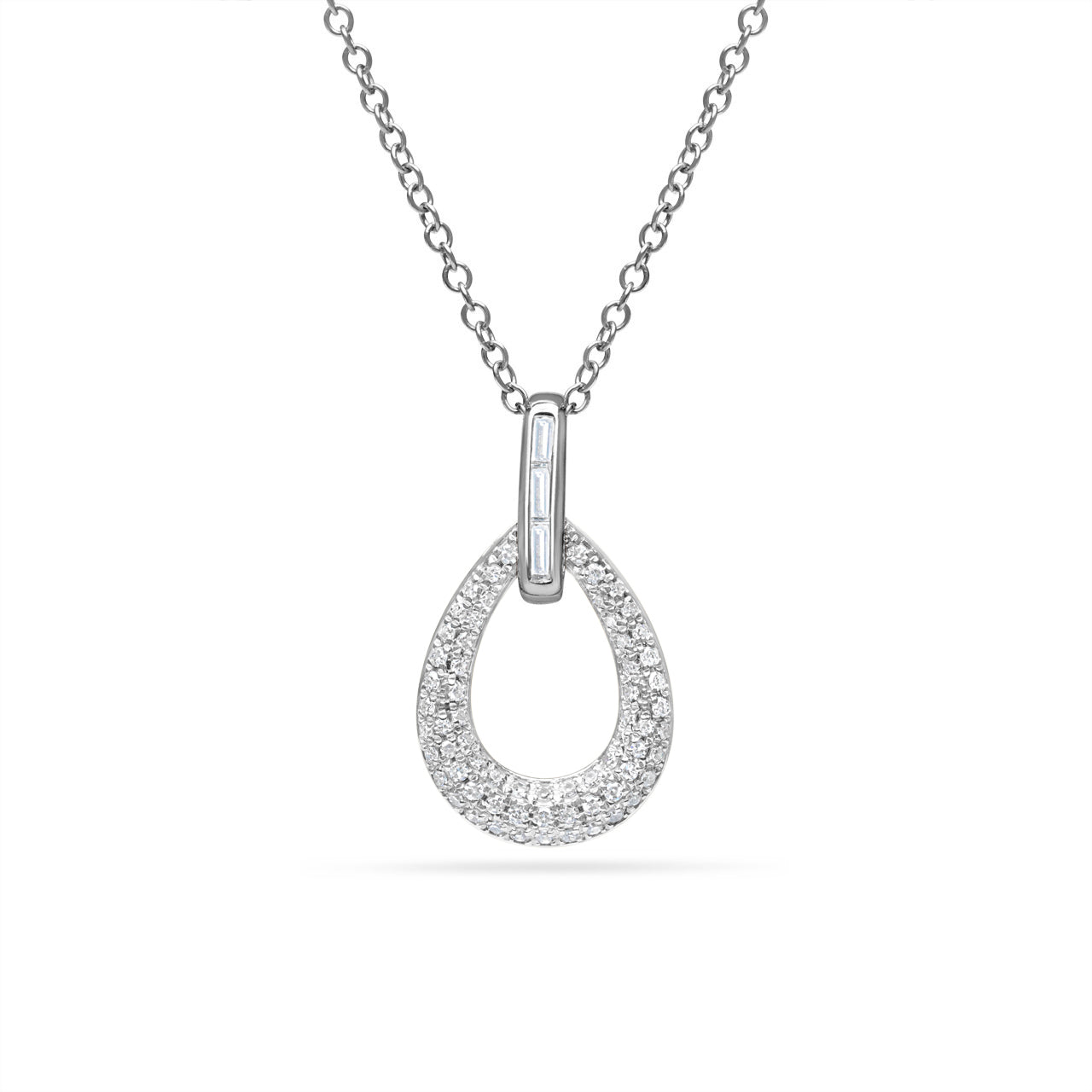 Diamond Pear Door Knocker Necklace