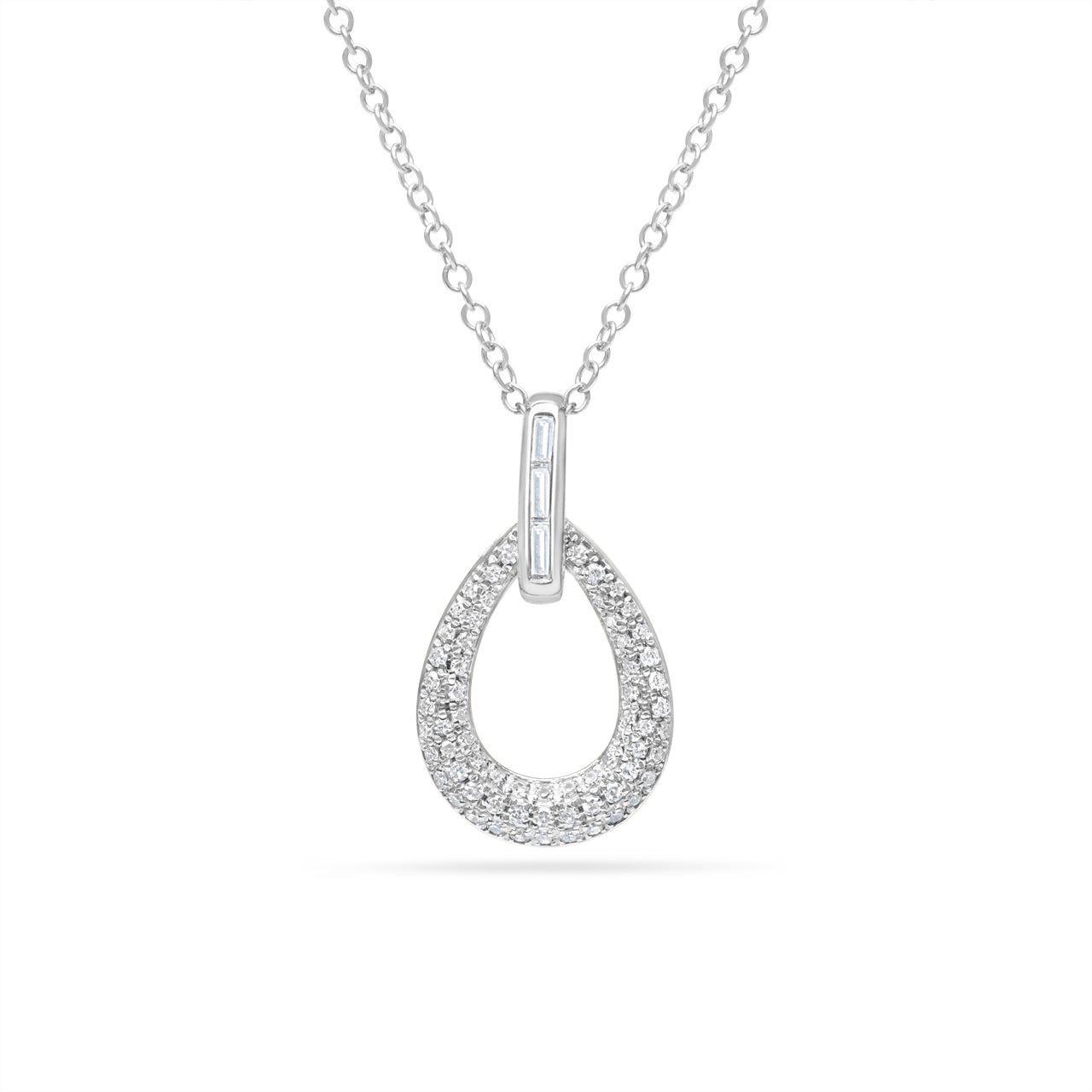 Diamond Pear Door Knocker Necklace