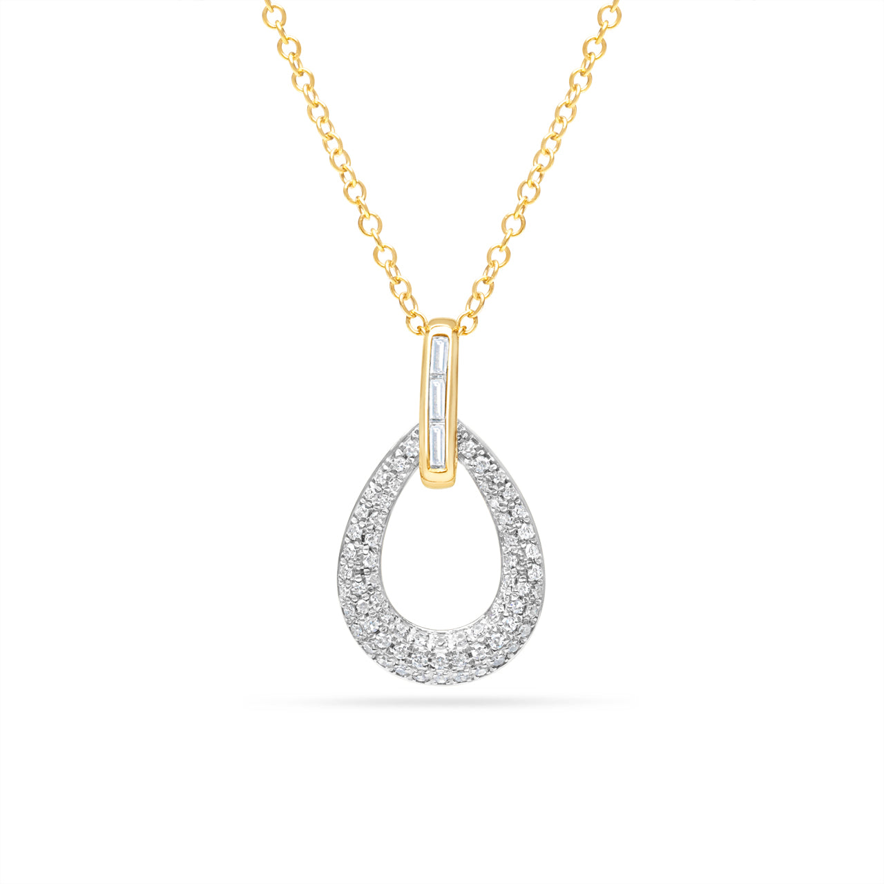 Diamond Pear Door Knocker Necklace