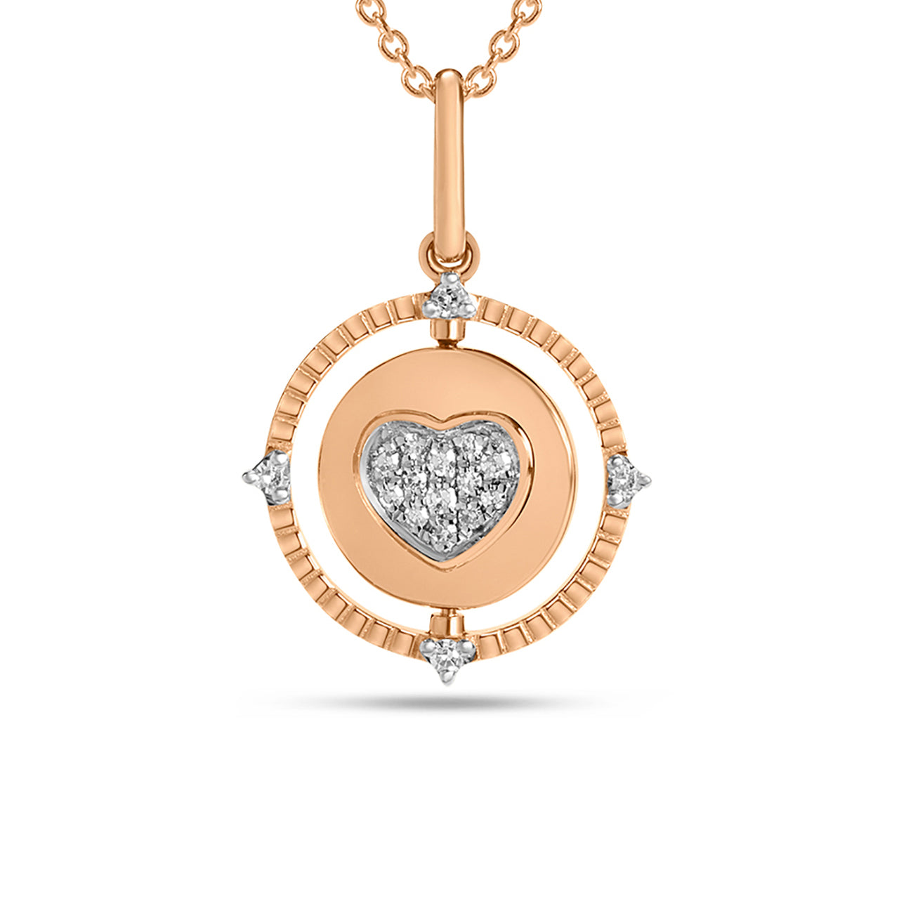 Diamond Heart Medallion Flip Necklace