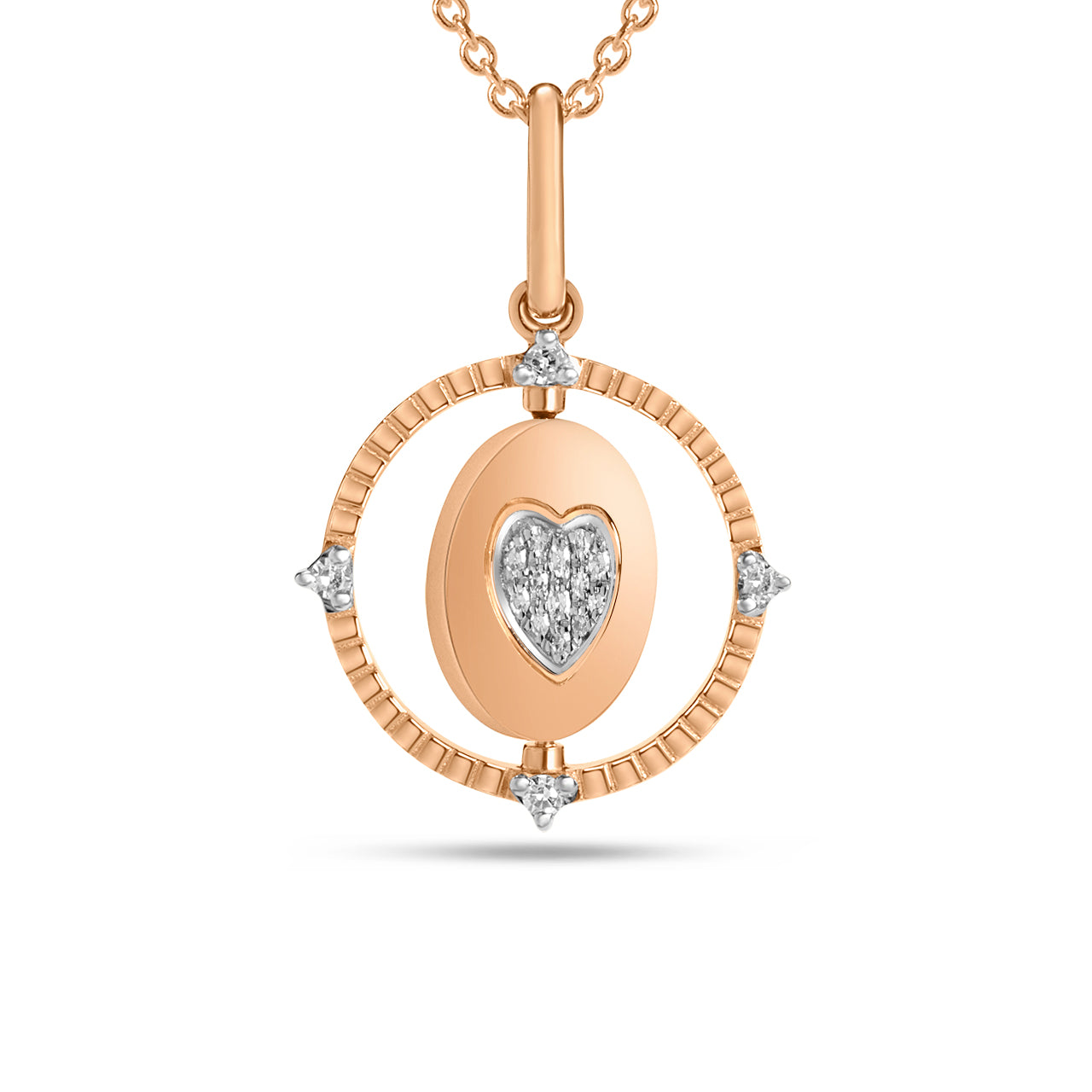 Diamond Heart Medallion Flip Necklace
